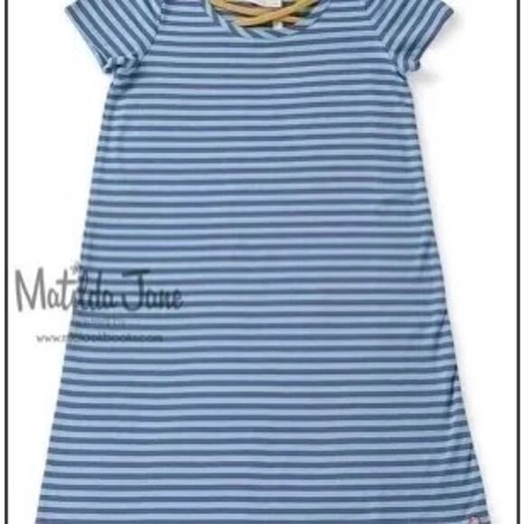 NWT 435 Matilda Jane Long Way Home Blue Stripe Dress Girls Size 12 Spring Summer - Picture 6 of 8